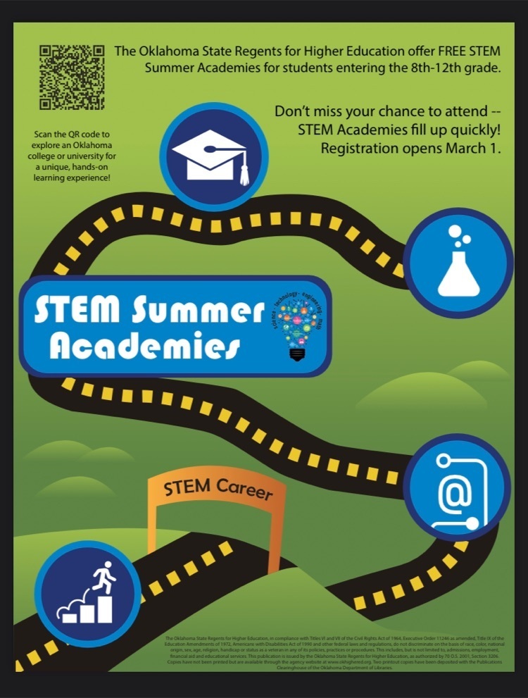 Free STEM summer academies for students entering 8th-12th grade. Registration opened March 1st